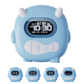 Monster Vibrating Alarm Clock - 3000mAh Rechargeable Battery 120-Day, Strong Vibration for Heavy Sleepers, Cute Emoji Faces, Dual Alarms, Portable Bed Shaker Perfect for Kids, Travel and Dorm Rooms