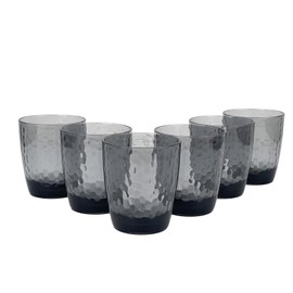 Yanglonghui 26-Ounce Plastic Tumblers (Set of 6), Reusable Plastic Mugs, BPA-Free Acrylic to Drink Mugs, Shatter Resistant, Textured Interior, Dishwasher Safe (Grey, 15 Onuce)