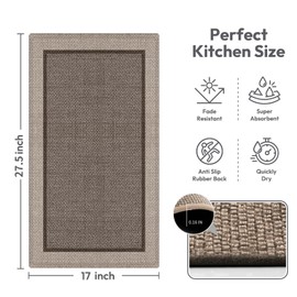 Ablecozy Kitchen Rugs and Mats, Washable Non-Skid Kitchen Mats for Floor, Large Runner Rugs for Kitchen Floor, Front of Sink, Hallway, Laundry Room (Brown, 17"x28")