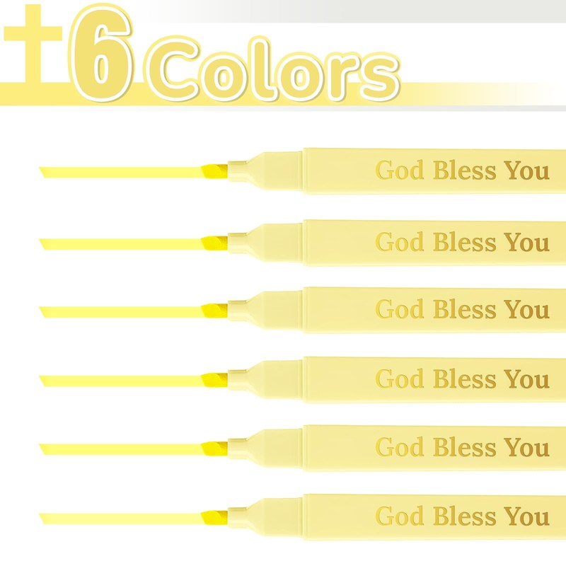JIXZEN 6Pcs Aesthetic Highlighters, Yellow highlighter, No Bleed with Soft