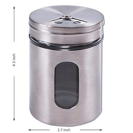 1 Pack Large Salt Shaker with 3 Adjustable Pour Holes - 7×10.9 cm Salt and Pepper Shaker with Stainless Steel Outer Layer and Internal Thick and Durable Glass for Granular Seasoning