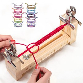 Jig Bracelet Maker, Adjustable Wood Bracelet Jig DIY Hand Knitting Bracelet Jig with 2 Clamp Bracelet Braiding Tool, U Shape Clear Scale Bracelet Maker Rack