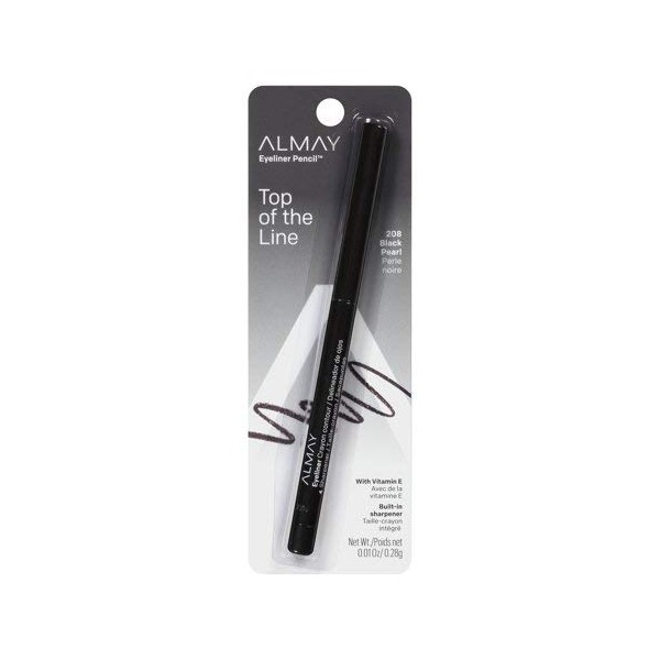 Almay Top of the Line Eyeliner Pencil, Black Pearl [208], 0.01 oz (Pack of 4)