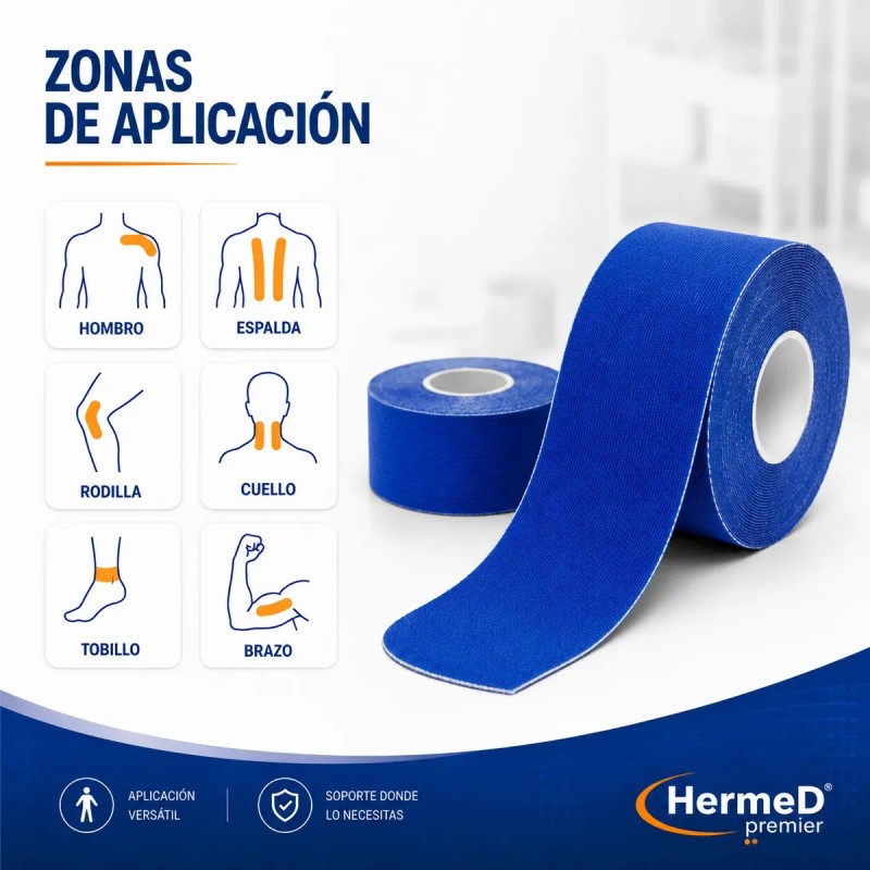 Cinta Kinesiológicas Vendaje Neuromuscular Tape 5mx5cm Color Azul