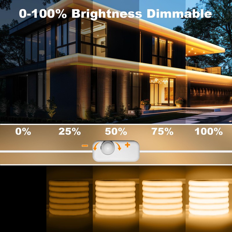 Gliztech IP67 Waterproof COB LED Strip Lights AC 120V Direct