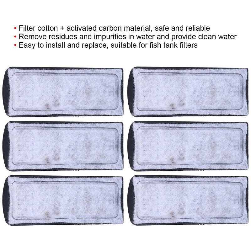 6Pcs Aquarium Filter Cotton Replacement Wall Mounted Filter Accessory for
