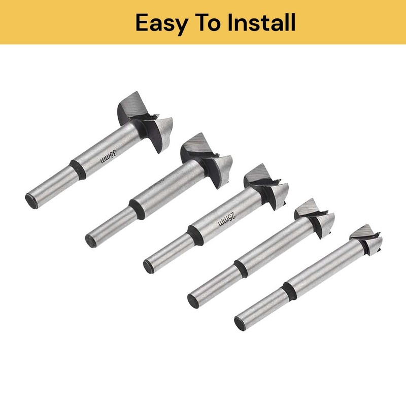 EZONEDEAL 5PCS forstner bit Set /15-35mm High Carbon Steel Long