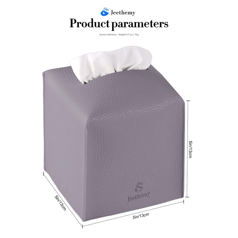 Tissue Box Cover, Jeethemy Square PU Leather Tissue Box Holder,