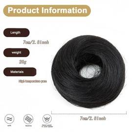 FDEETY Echthaar Dutt Haarteil für Damen Haarteil Mit Gummiband Braids Extensions Hochwertige Haarverlängerung(A)