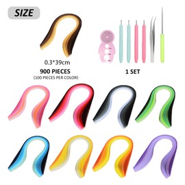900 Pieces of Paper Quilling, 1 Set of Paper Quilling Tools, 9-Color Gradient Paper Quilling, Paper Quilling Set, 3mm Paper Strips, DIY Art Craft Paper