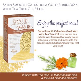 SATIN SMOOTH Satin Smooth Calendula Gold Pebble Wax | Hard Wax with Tea Tree Oil | Ideal for All Skin Types And Coarse, Stubborn Hair | 35 Oz.