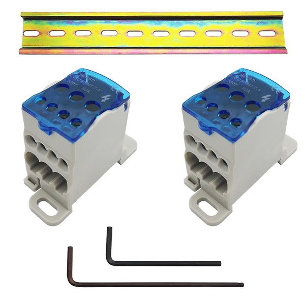 CTRICALVER DIN Rail Terminal Blocks Kit,2 Pcs 80A Din Rail