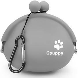 Qpuppy Dog Treat Training Pouch Fashion Portable Small Dog Training Treat Pouch Treat Pouches for pet Training Coin Purse Silicone Coin Pouch Key Case … (Gray)