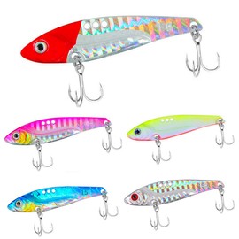 senvenelec 5pcs VIB Hard Fishing Lures, Crank Lures Kit, Metal VIB Lures with, Spinner Blade, Crank Lures Kit, Spinner Blades Baits, 3D Eyes Fishing Lures, Total Deep Sea Fishing.