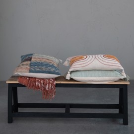 Creative Co-Op Creative Co-Op Woven Jute and Cotton Pillow, Multicolor