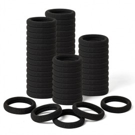 Hair Scrunchies Black Pack of 50 - Hair Scrunchies without Metal | Cotton Elastic | Hair Bands Black for Women, Girls & Men | No Pull