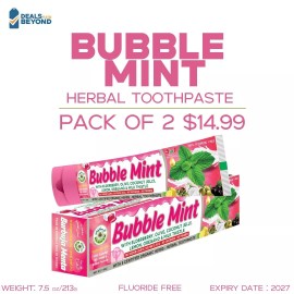 Al-Riyan Group Organic bubble mint Herbal Toothpaste Al Riyan-5 In 1-Fluoride free pack of 2