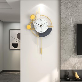 FLEBLE Wall Clock for Living Room Decor Silent Modern Wall Clocks Battery Operated Non Ticking Analog Large Clock Wall Decorative for Kitchen Office Bathroom Bedroom Home Bathroom,13x22 inches