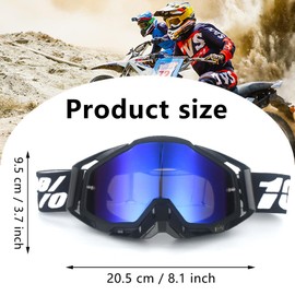 Motocross Goggles Windproof Dustproof Motocross Goggles Ski Goggles Dirt Bike Cross Goggles Anti Fog UV Ski Goggles Off Road Racing Driving Glasses for Cycling Cross Country Racing ATV UTV (Black/Blue