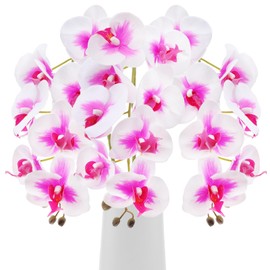 Gresorth 30'' Artificial Orchid Flowers Decoration Faux Phalaenopsis Plant Fake Super Long Bouquet Ornament Floral Arrangement Party Office Craft - 3 Pcs