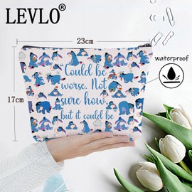 LEVLO Eeyore Quote Eeyore Fans Gift Could Be Worse Not Sure How But It Could Be Eeyore Zipper Cosmetic Bag Travel Bag Travel Gift Inspirational Gift Could Be Worse Medium, Might be worse, M, Cosmetic