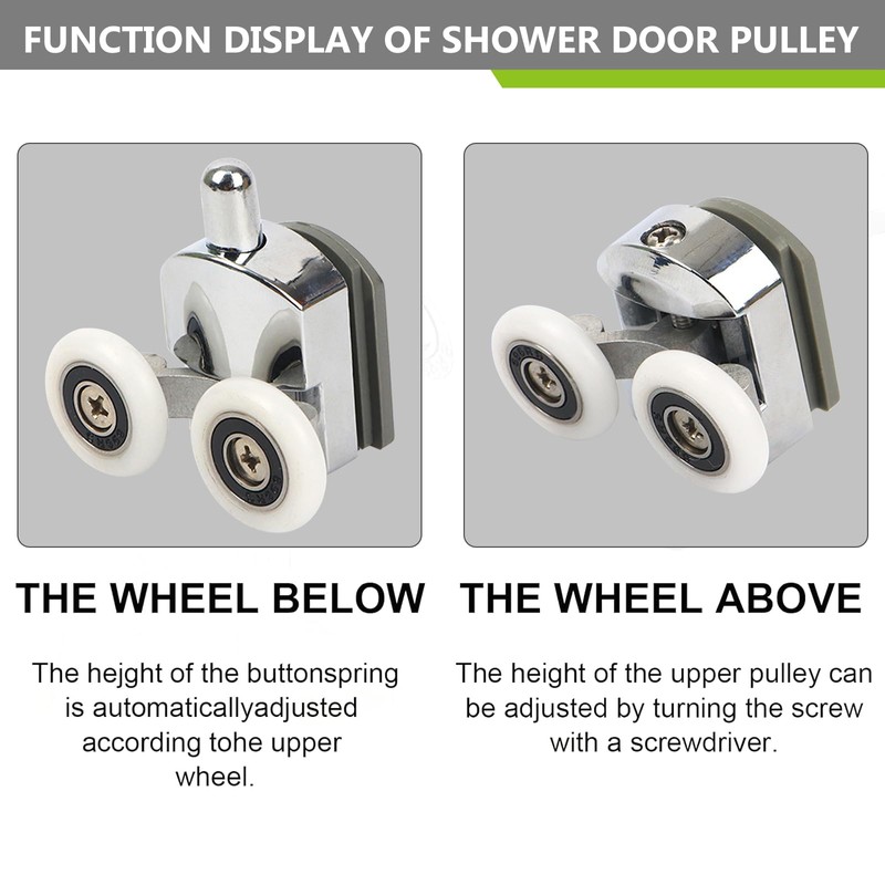 Chrome Shower Door Rollers - 8pcs Curved Glass Door Wheels,