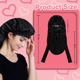 Zeayebsr 1 x Long Satin Hair Cap, Girls' Silk Hat, Women's Long Satin Adjustable Sleep Cap for Sleeping, Extra Large Sleep Cap for Women, Long Curly Hair, Silk Hood for Sleeping, Hair Cap