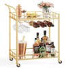 VASAGLE Bar Cart Gold, Home Bar Serving Cart, Wine Cart