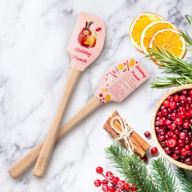 Tovolo Holiday Punch Wood Handled Spatulart Spatula for Food and Meal Prep, Baking, Mixing & Turning