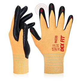 DEX FIT Work Gloves FN330, 3D Comfort Stretch Fit, Power Grip, Durable Foam Nitrile Coated, Smart Touch, Thin & Lightweight, Machine Washable