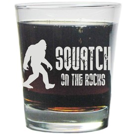 Bigfoot"Squatch On The Rocks" - Engraved Hi-Ball Rocks Glass - 13 Oz - Permanently Etched - Fun & Unique Gift!