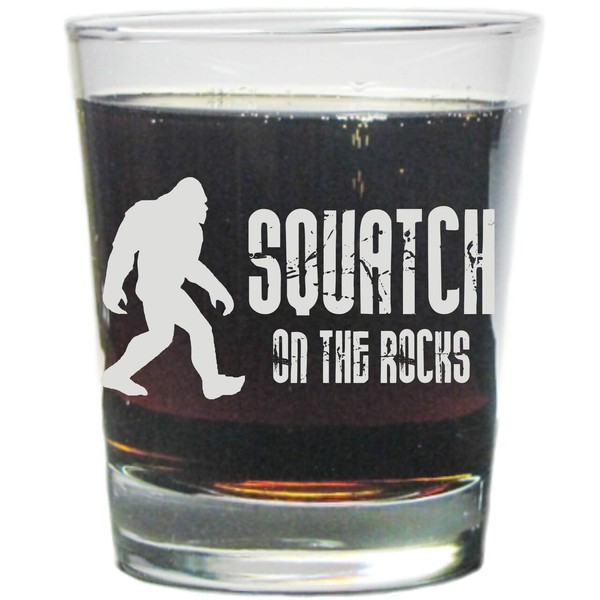 Bigfoot"Squatch On The Rocks" - Engraved Hi-Ball Rocks Glass - 13 Oz - Permanently Etched - Fun & Unique Gift!