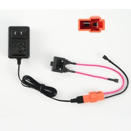 24V Charger for Ride On Toys and Battery Wire Harness 24v Battery Charger Compatible with Huffy Torex UTV 4X4, 2 Pin Red Square Plug Charger for Kid Electric Car