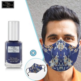 Karma Naturals Nail Polish - Non-Toxic with Matching Fashion Face Mask Breathable Washable Reusable Face Cover for Men & Women (Winter Gold Floral Mask)