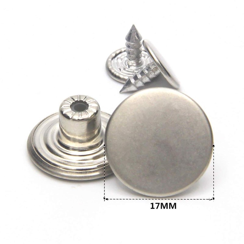 17mm Jeans Buttons No-Sew Metal Tack Buttons Replacement Kit 12