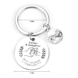 SHTALHST Father & Daughter Keychain Funny Keycharms Gifts BEST FRIENDS FOR LIFE Birthday Gift Keyring for Dad or Daughter