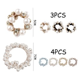 7 Pieces Of Pearl And Rhinestone Hair Ties, Elegant Hair Accessories, Ponytail Headband, Elastic Headband, Braided Hair Accessories For Women, Hair Accessories