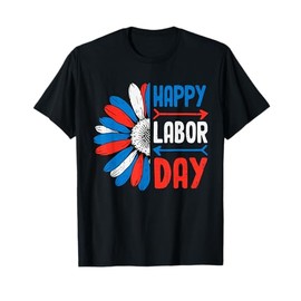Labor Day Sunflower Patriotic Union Workers USA Flag Womens T-Shirt