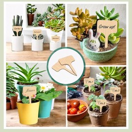 Etiquetas de plantas de madera de 60 piezas de madera Teligas de tipo T con marcador Pen 2.4x3.9 '' Marcadores de jardín impermeables letrero de planta de plántulas reutilizables para plantas en