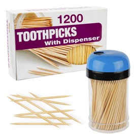 1200 Large 6.5cm Round Cocktail Sticks - Wooden Toothpicks Refill and Dispenser, Sturdy Safe Double Sided Picks for Dental Teeth Picking Party Buffet Canapé Appetisers Barbecue