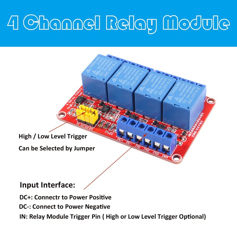 AEDIKO 2pcs DC 5V Relay Module 4 Channel Relay Board