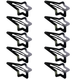 Hair Clips Girls Pack of 10 6.7 cm Large Snap Hair Clips Hair Clips Metal Hair Clips Black Hair Clips Hair Accessories Hair Clip for Girls, Men and Women, Star Shaped