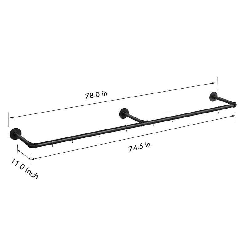 SERENITA 74.5" Super Long Industrial Pipe Clothing Rack 73 inch,