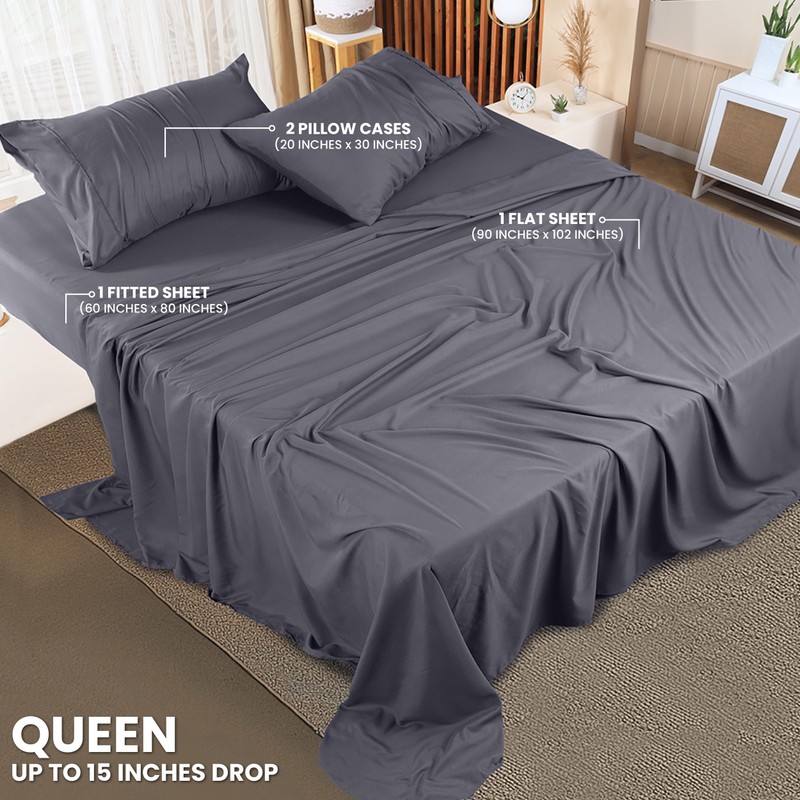 Utopia Bedding Queen Sheet Set – 4 Piece Bed Sheets