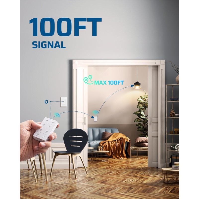 DEWENWILS Wireless Dimmer Switch, Electrical Light Switch, Magnetic Remote Control