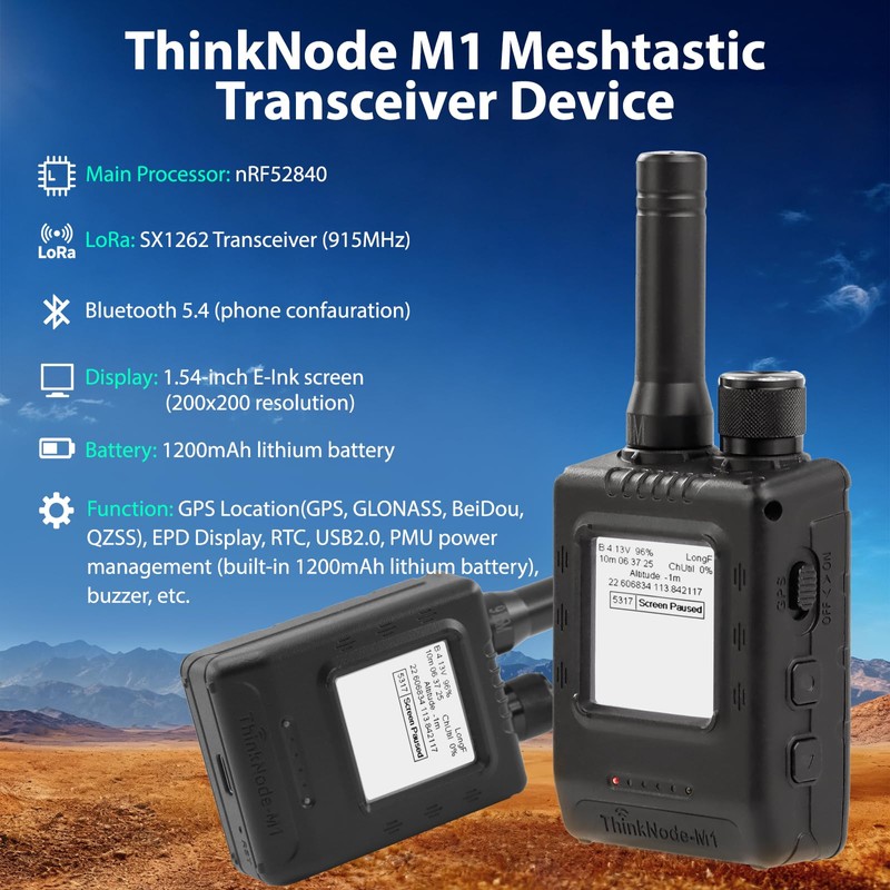 LoRa Meshtastic Transceiver with GPS and nRF52840 - ThinkNode M1