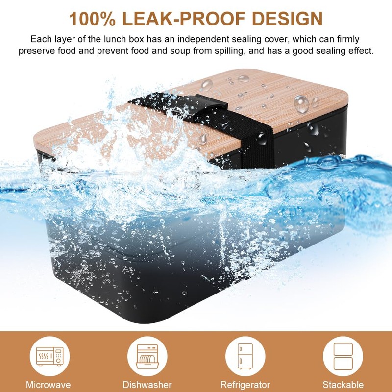 Hominas Bento Lunch Box 1200ml Leakproof Lunch Boxes with Compartments