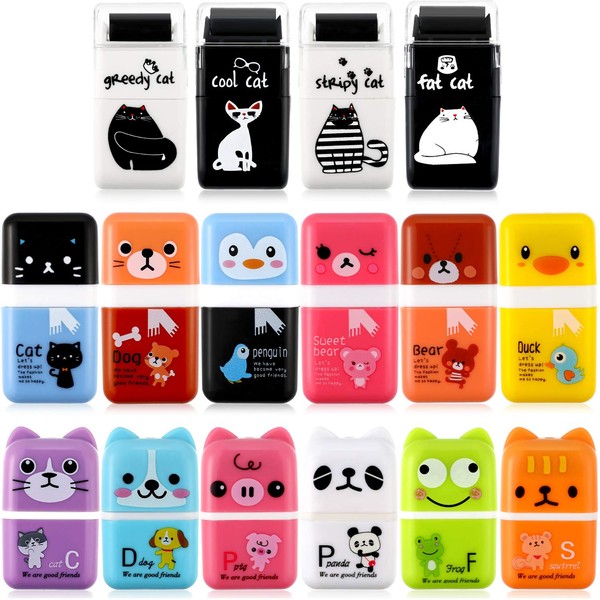 16 PCS Roller Erasers Cute Pencil Erasers Animal Pencil Eraser