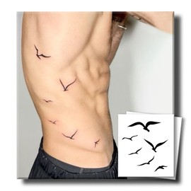 Tattoo Tech, 2 Sheets Small Semi Permanent Tattoo, Lasts 7-15 Days Temporary Tattoos(Small Birds), Waterproof and Non-Reflective, for Summer Beach, for Clavicle, Arm, Abdomen