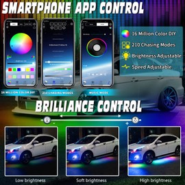 OPPBUY Car Underglow Lights,4PCS RGB Exterior Neon Accent Strip Lights Kit with APP Control,210 Chasing Colors,16 Million DIY Colors,Music Mode,12V Dimmable Car Strip Lights for Car,35Inch & 47Inch